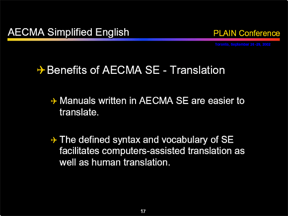 Benefits of AECMA SE- Translation - Slide 17