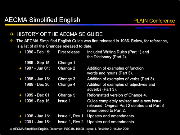 History of AECMA SE Guide - Slide 5