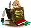 Cartoon of an old man reading a book