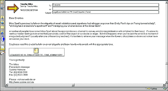Screen shot of an email