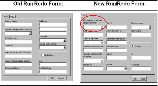 Screen shot of a form
