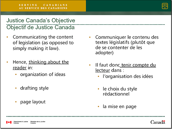 Justice Canada�s Objective-Objectif de Justice Canada - Slide 2