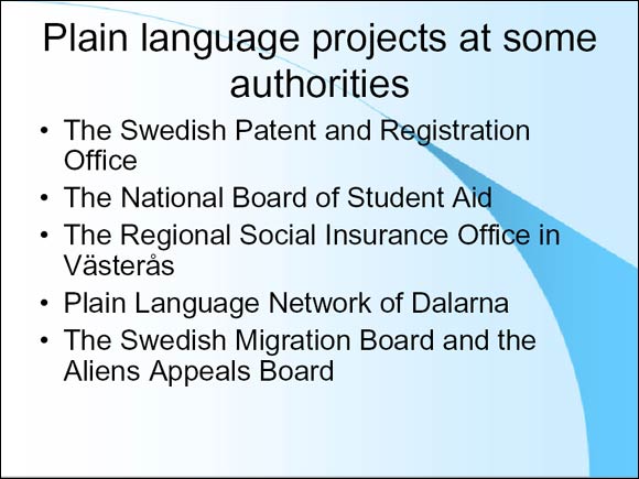 slide 13 graphic - Plain language projects at some authorities