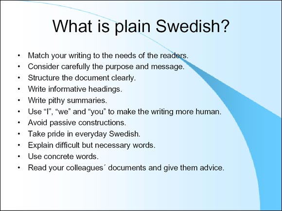 slide 3 graphic - What is plain Swedish