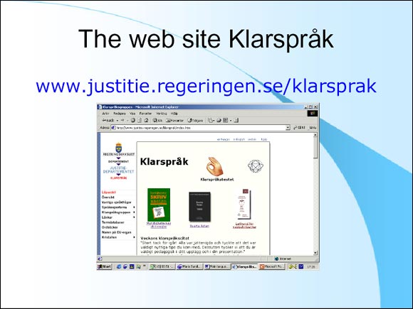 slide 5 graphic - The web site Klarsprak