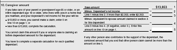 Caregiver amount