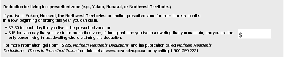 Deduction for living in a prescribed zone