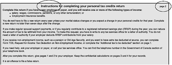 Instructions for completing your personal tax credits return