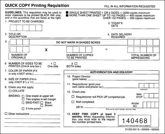 Quick Copy Printing Requisition