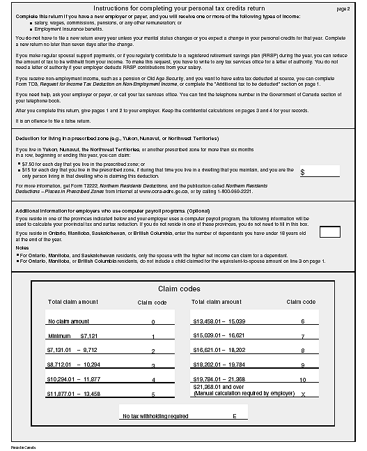 Personal Tax Credit Return form-Page2