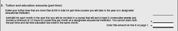 Tuition and Education amount (part-time)
