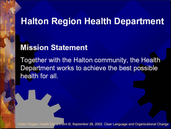 Halton Region Health Department - Mission Statement - Slide 2