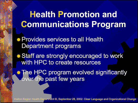 Health Promotion and Communications Program - Slide 4