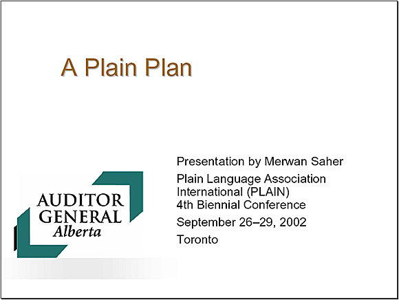 A Plain Plan - Slide 1