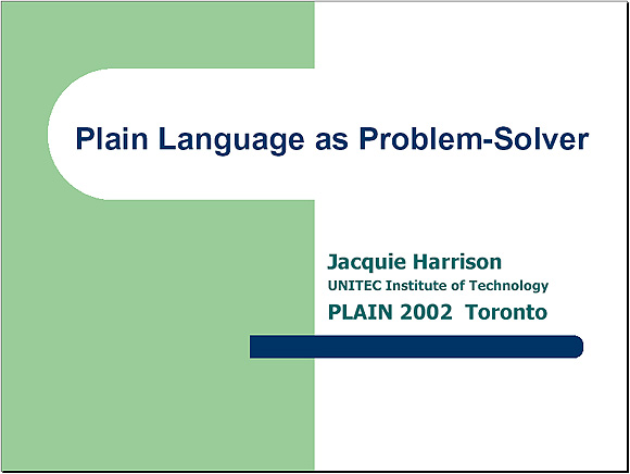 Plain Language as Problem-Solver - Slide 1