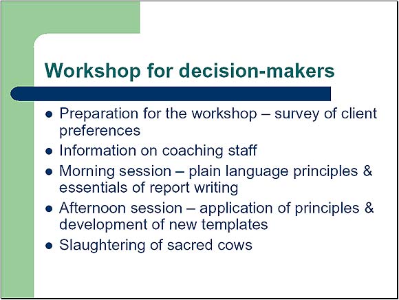 Workshop for decision-makers
