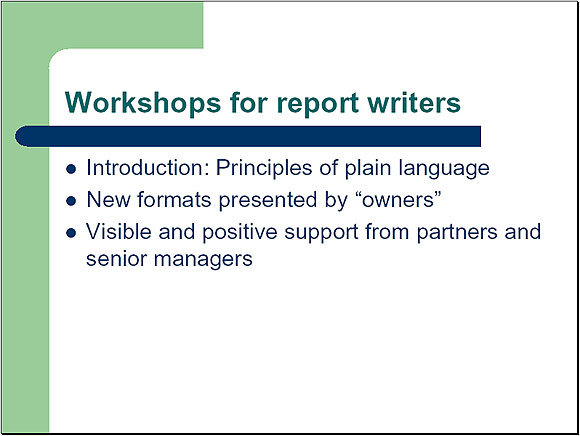 Workshops for report writers - Slide 8