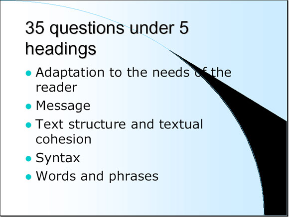35 questions under 5 headings - Slide 4