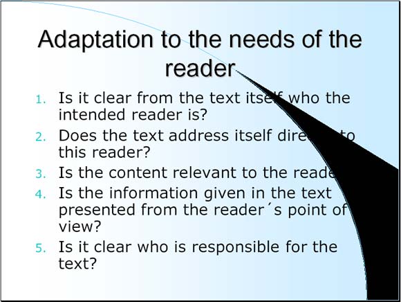 Adaptation to the needs of the reader - Slide 5