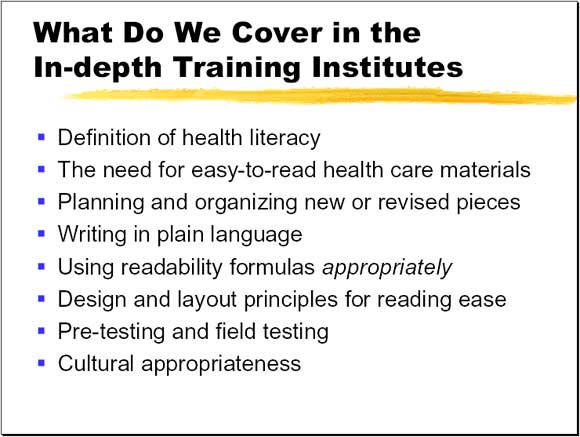 What Do We Cover in the In-depth Training Institutes - Slide 6