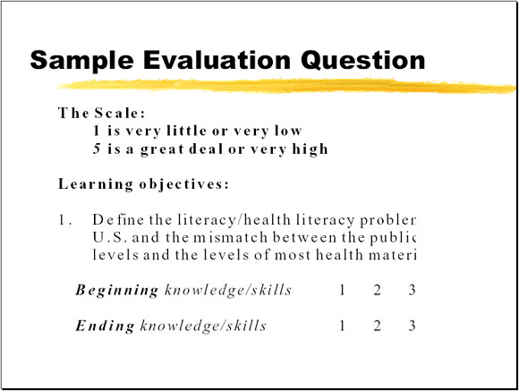 Sample Evaluation Question - Slide 9