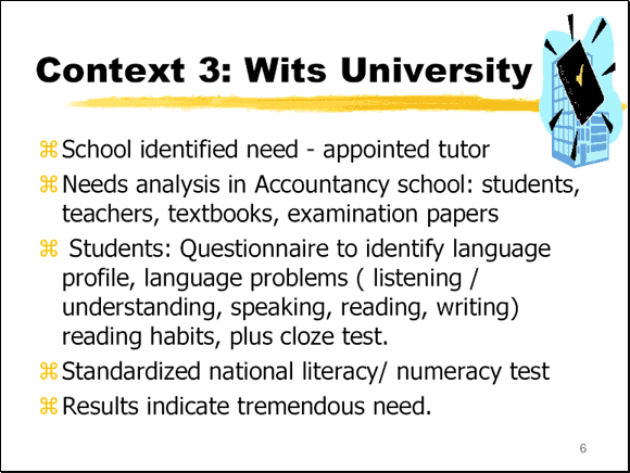 Context 3: Wits University - Slide 6