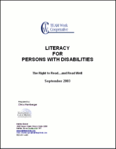 graphic - cover page of Literacy For Persons With Disabilities – The Right to Read…and Read Well