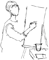 graphic of a person drawing